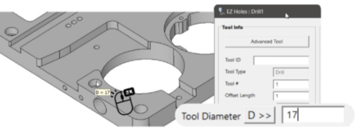 Hole/Fillet Diameter Display & Input